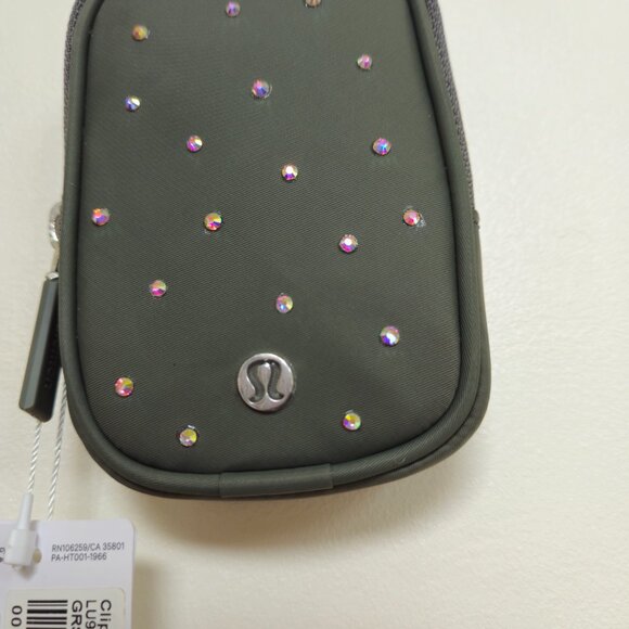 Lululemon Clippable Nano Pouch- Grey Sage Customized Crystals Rhinestone Sparkle - Picture 4 of 6